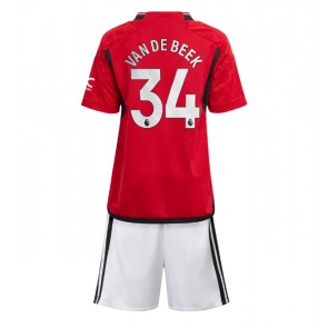 Maillot de foot Manchester United Donny van de Beek #34 Domicile enfant 2023-24 Manches Courte (+ pantalon court)